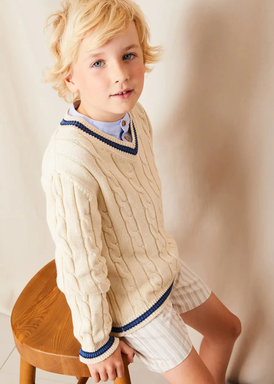 Brompton Striped Shorts in Beige (4-10yrs) SHORTS from Pepa London
