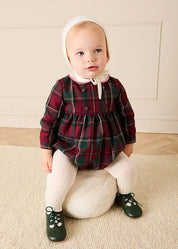 Balmoral Tartan Long Sleeve Romper in Burgundy (6mths-3yrs) Rompers from Pepa London