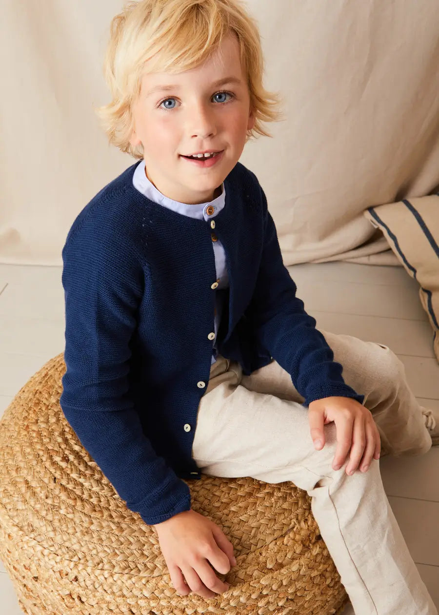 Plain Mao Collar Long Sleeve Shirt in Blue (4-10yrs) SHIRTS from Pepa London