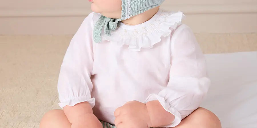 Lace Detail Bonnet in Sage Green (0-9mths) BONNETS from Pepa London