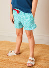 Adelaide Floral Tie Detail Swim Shorts in Green (2-10yrs) from Pepa London