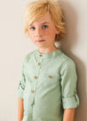 Plain Mao Collar Long Sleeve Shirt in Green (12mths-10yrs) SHIRTS from Pepa London