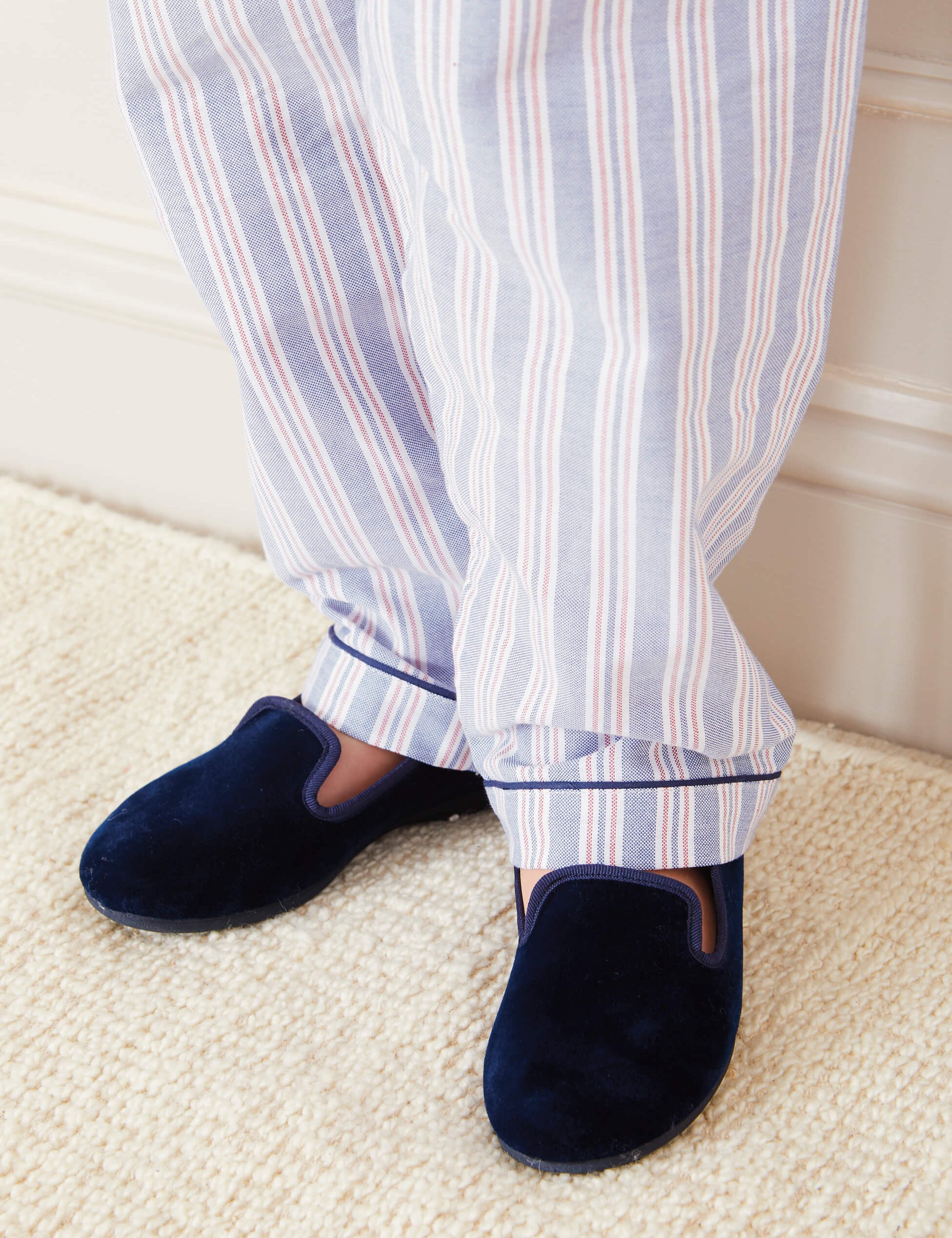 Velvet Slippers In Navy (24-34EU) SHOES  from Pepa London