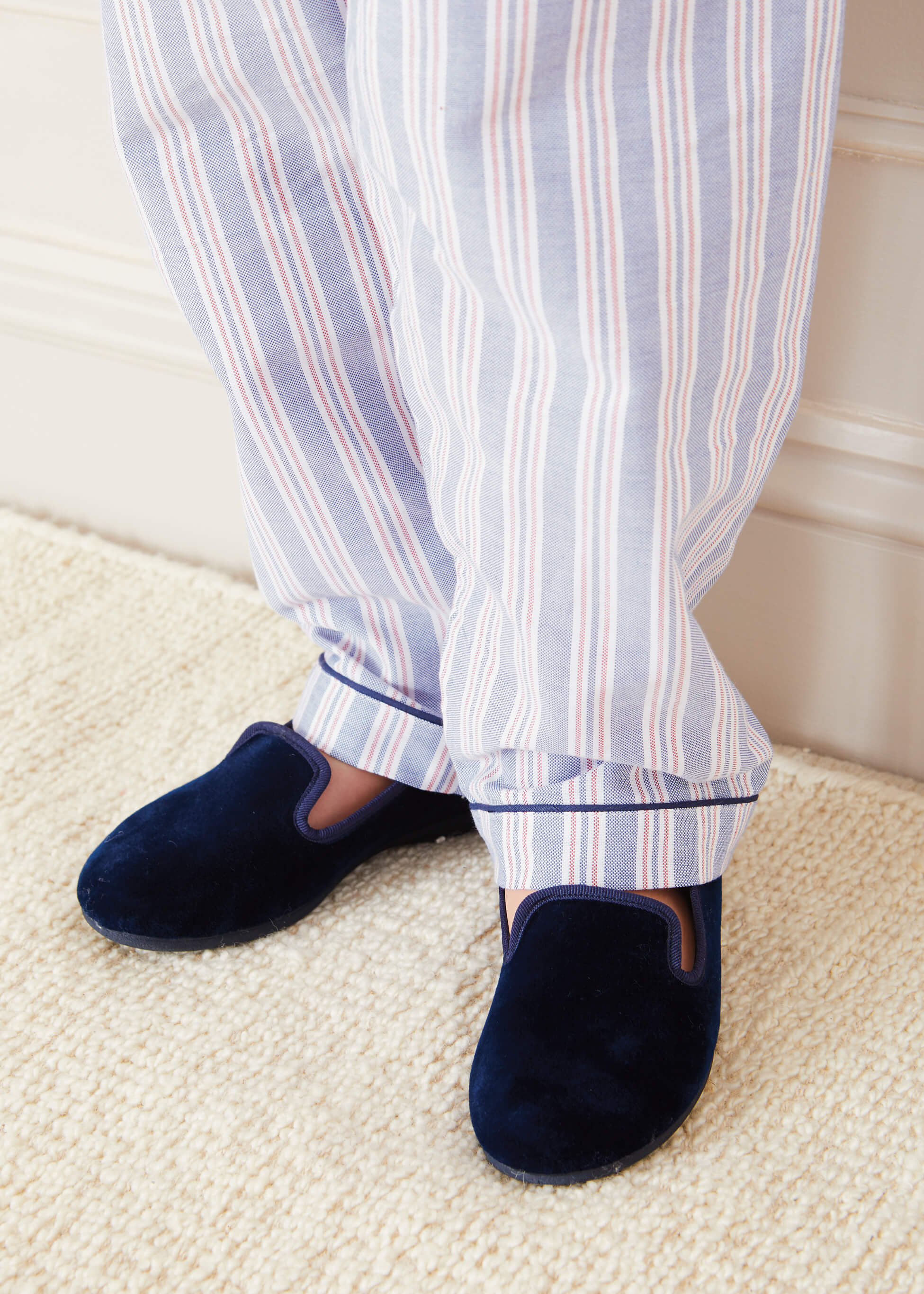 Velvet Slippers In Navy (24-34EU) SHOES  from Pepa London