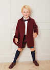 Traditional Double Breasted Coat in Burgundy (12mths-10yrs) Coats  from Pepa London