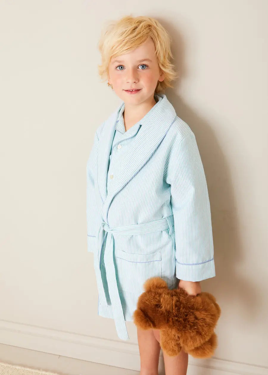 Rochester Striped Dressing Gown in Green (18mths-10yrs) NIGHTWEAR from Pepa London
