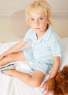 Rochester Striped Short Sleeve Pyjamas in Green (18mths-10yrs) NIGHTWEAR from Pepa London