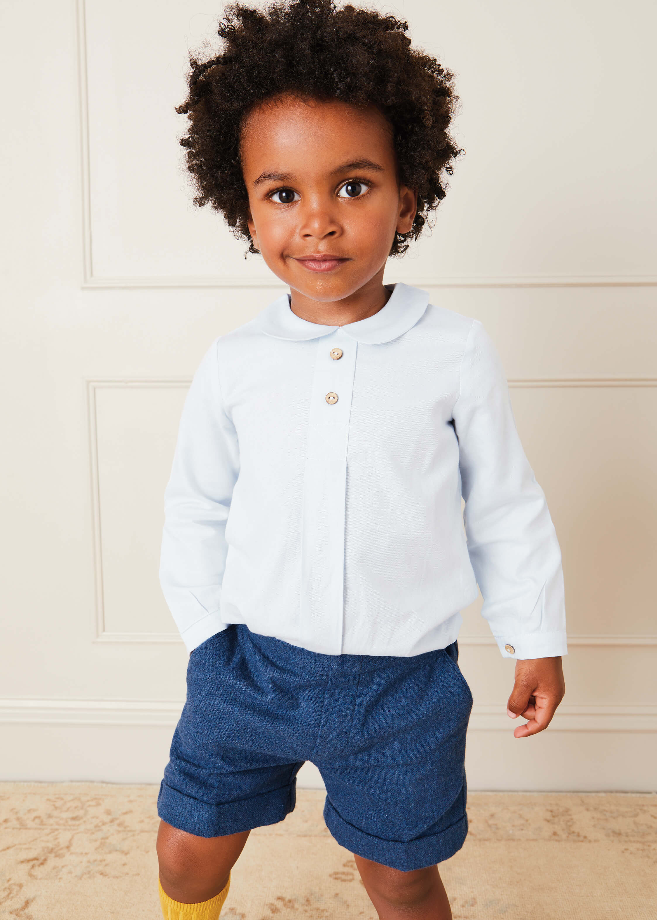 Wool Plain Shorts With Turn Ups In Blue (18mths-4yrs) SHORTS from Pepa London