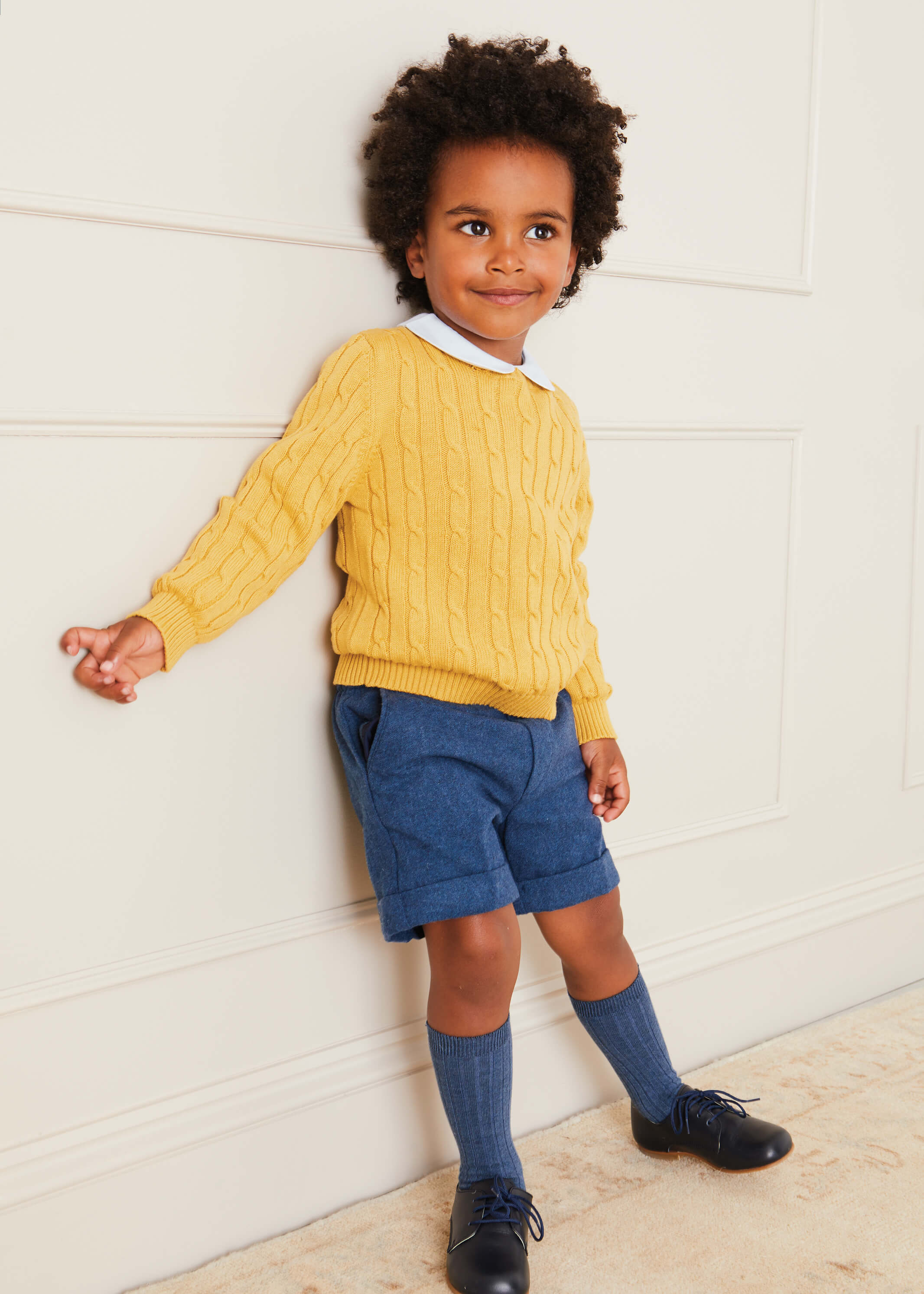 Wool Plain Shorts With Turn Ups In Blue (18mths-4yrs) SHORTS from Pepa London