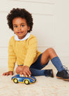 Cable Detail Crew Neck Jumper In Mustard Yellow (2-10yrs) KNITWEAR  from Pepa London