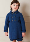 Austrian Double Breasted Navy Trim Coat in Blue (12mths-10yrs) Coats  from Pepa London