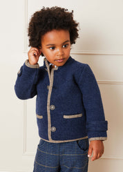 Austrian Single Breasted Contrast Trim Jacket in Blue (18mths-10yrs) Coats from Pepa London