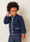 Austrian Single Breasted Contrast Trim Jacket in Blue (12mths-10yrs) Coats  from Pepa London