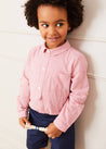 Mini Houndstooth Polo Collar Long Sleeve Shirt in Red (12mths-10yrs) Shirts  from Pepa London