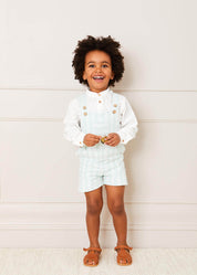 Striped Pocket Front Short Dungarees in Green (18mths-4yrs) DUNGAREES from Pepa London