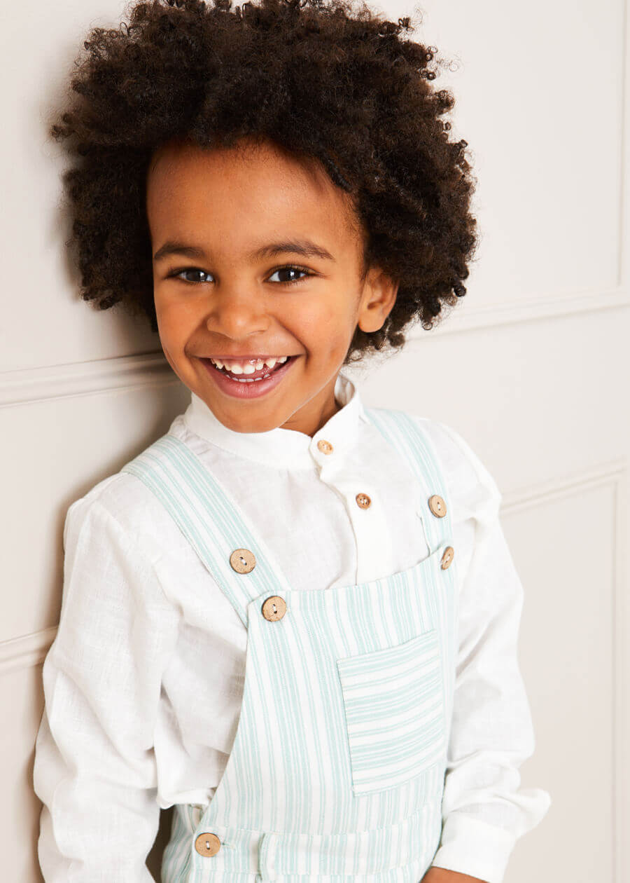 Striped Pocket Front Short Dungarees in Green (18mths-4yrs) DUNGAREES from Pepa London