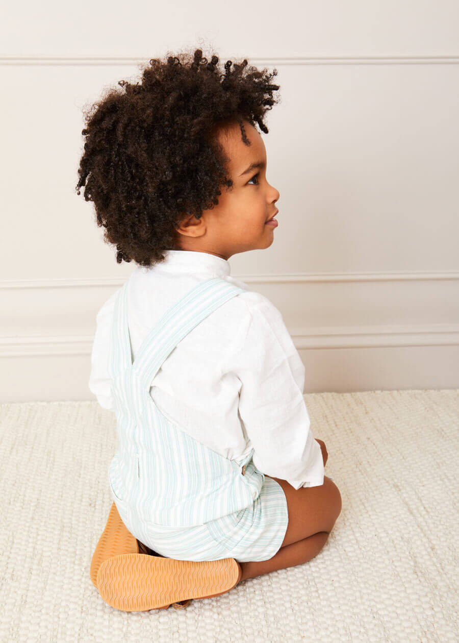 Striped Pocket Front Short Dungarees in Green (18mths-4yrs) DUNGAREES from Pepa London