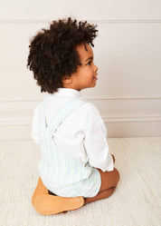 Striped Pocket Front Short Dungarees in Green (18mths-4yrs) DUNGAREES from Pepa London