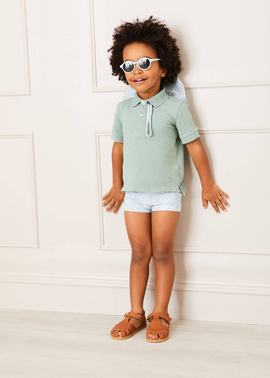 Plain Short Sleeve Polo Top in Green (2-10yrs) Tops & Bodysuits  from Pepa London