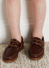 Leather Boat Shoes in Tan (26-34EU) Shoes  from Pepa London