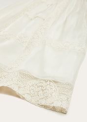 Bespoke Organza Silk Christening Gown With Antique Lace and Bonnet Made to order  from Pepa London