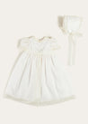 Bespoke Plumeti Embroidered Organic Lawn Cotton Christening Dress and Bonnet Made to order  from Pepa London