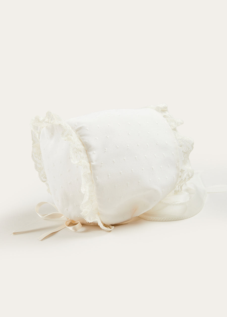 Bespoke Plumeti Embroidered Organic Lawn Cotton Christening Dress and Bonnet Made to order  from Pepa London