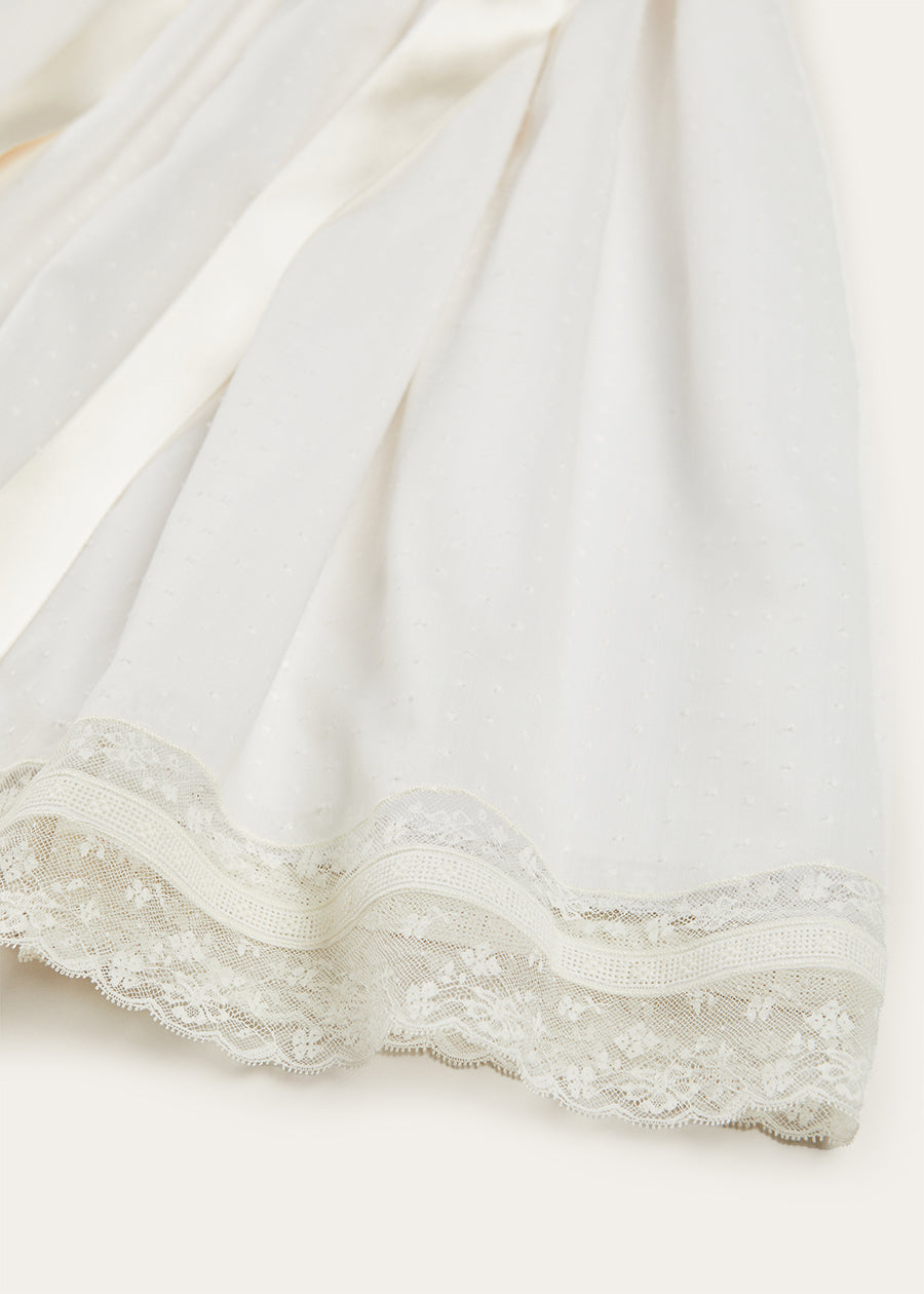 Bespoke Traditional Christening Gown with Front Satin Sash and Bonnet Made to order  from Pepa London