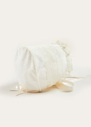 Bespoke Traditional Christening Gown with Front Satin Sash and Bonnet Made to order  from Pepa London