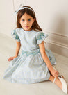 Matilda Floral Print Handsmocked Sleeveless Dress in Blue (4-10yrs) Dresses  from Pepa London