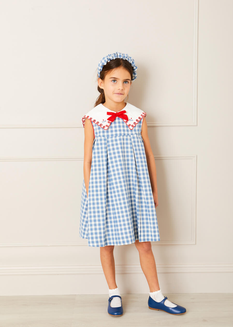 Gingham Scrunchie Hairband in Blue Hair Accessories  from Pepa London