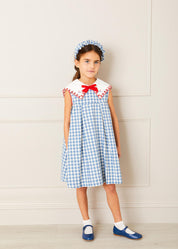 Gingham Scrunchie Hairband in Blue Hair Accessories  from Pepa London