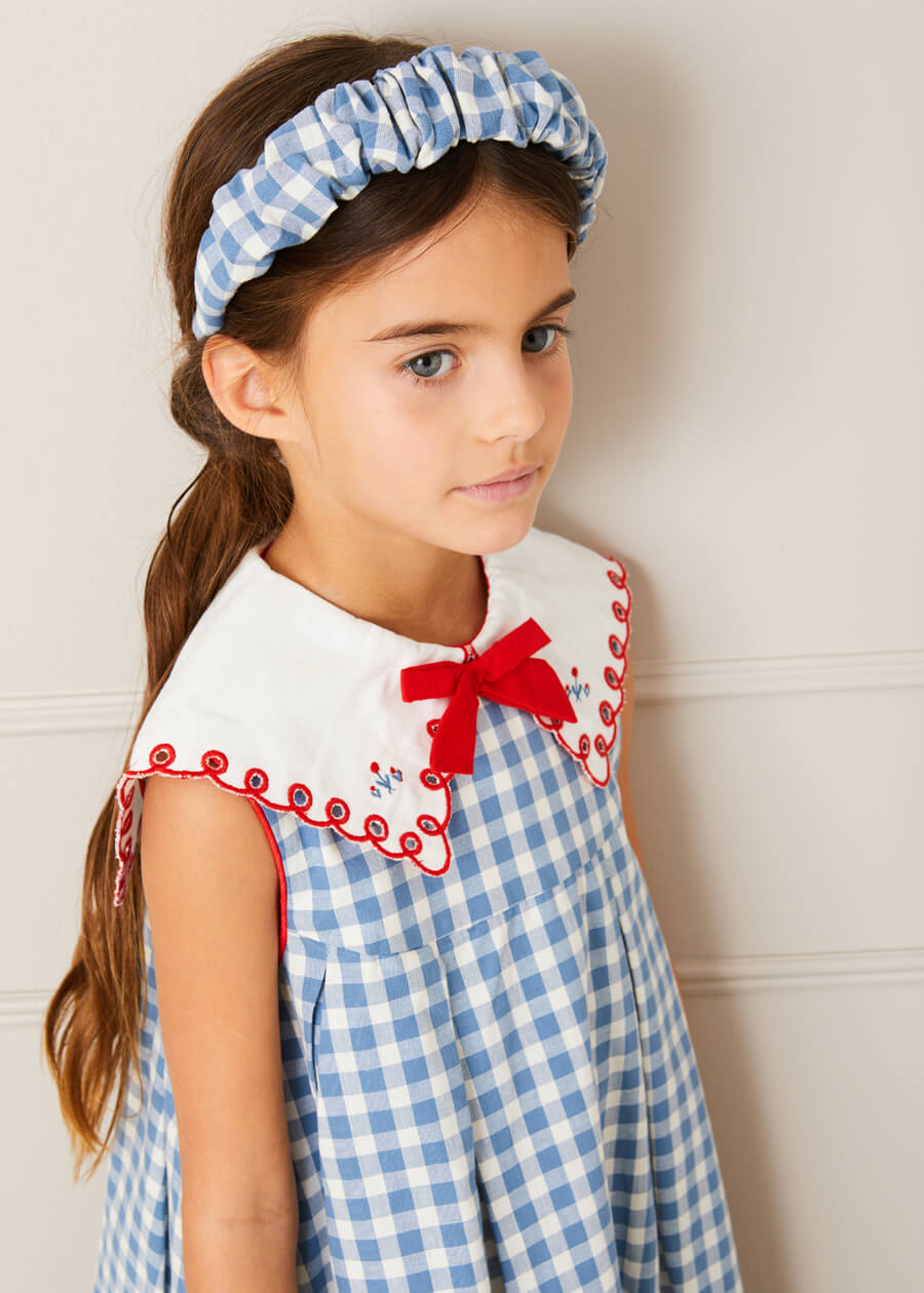 Gingham Scrunchie Hairband in Blue| Pepa London