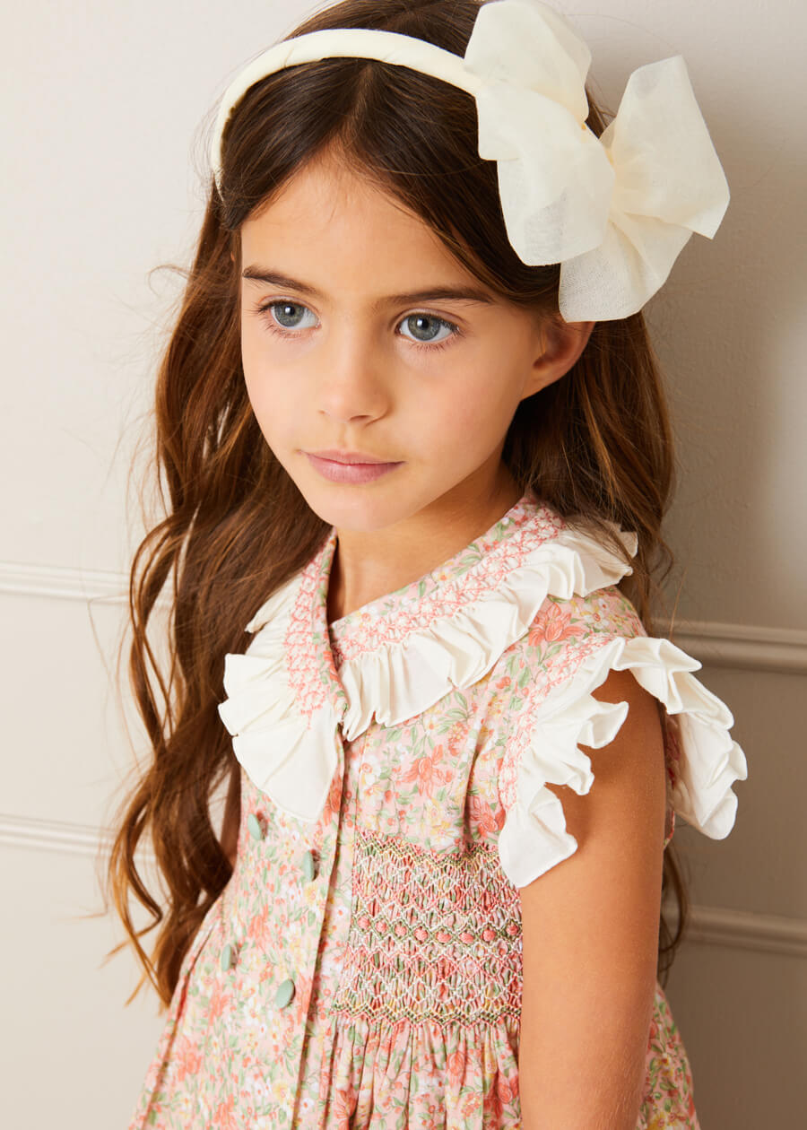 Traditional Big Bow Tulle Hairband in Ivory Hair Accessories  from Pepa London