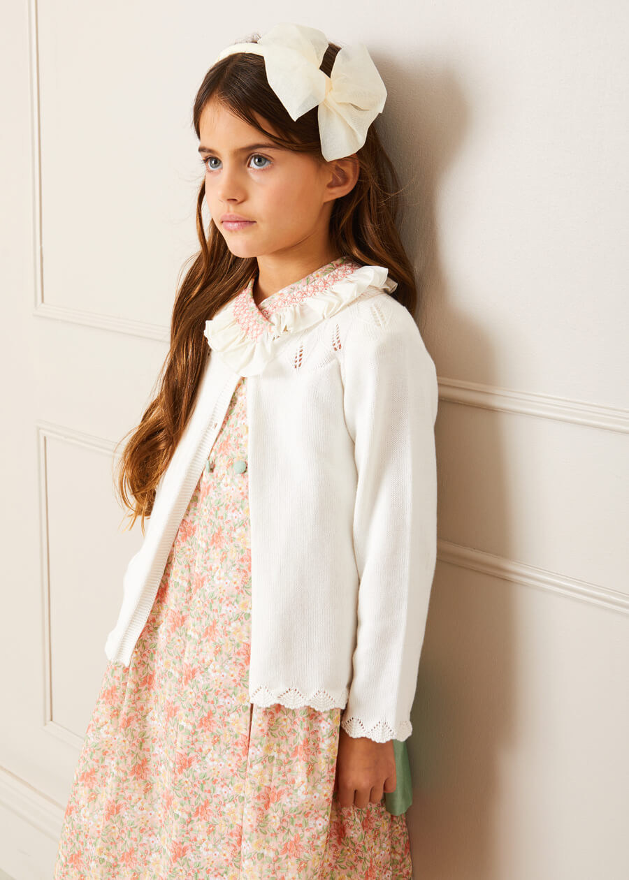 Traditional Big Bow Tulle Hairband in Ivory Hair Accessories  from Pepa London
