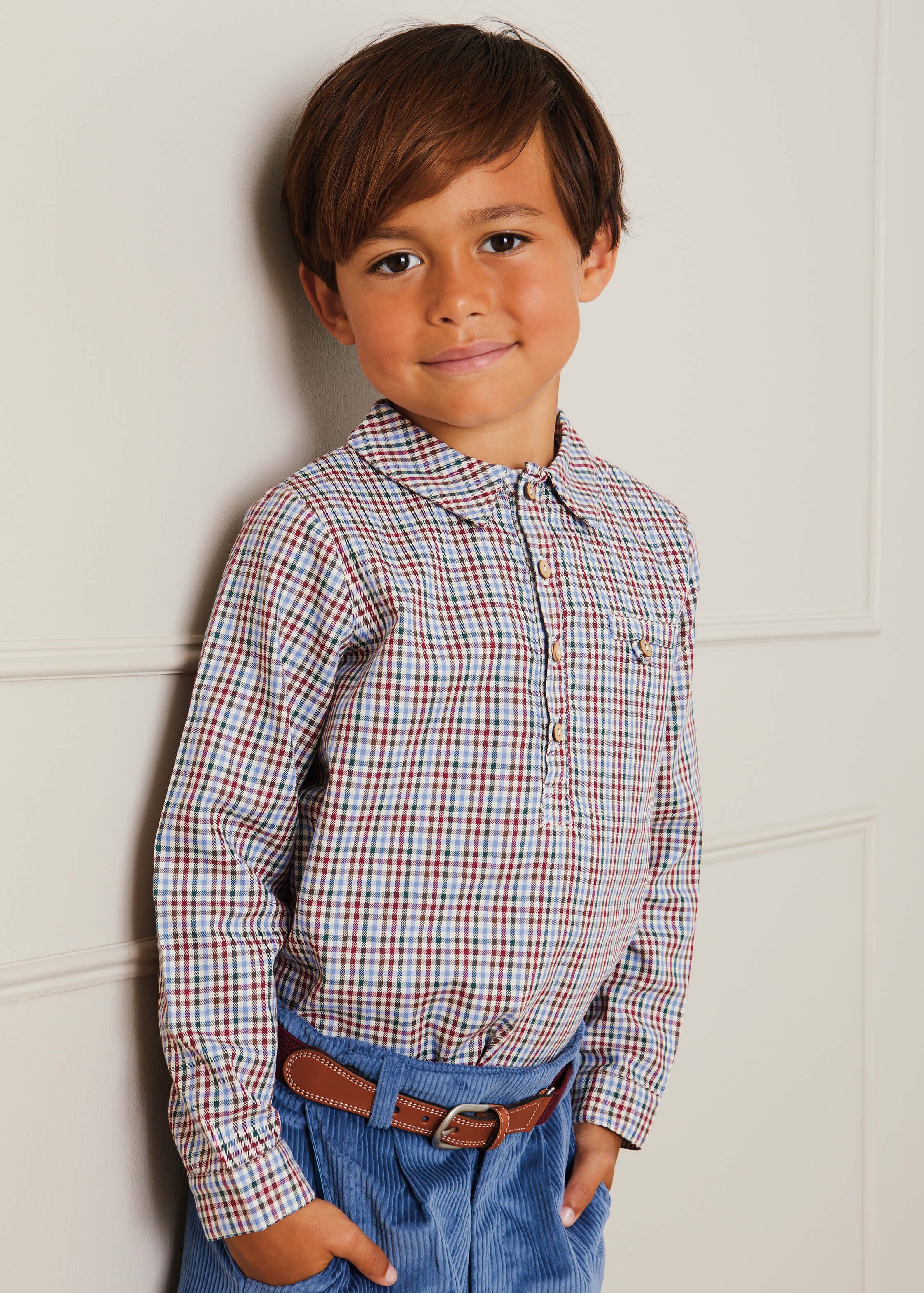 Polo Collar Long Sleeve Shirt in Multicolored (12mths-10yrs) Shirts  from Pepa London