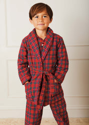 Belted Dressing Gown in Red Tartan (18mths-10yrs) Nightwear  from Pepa London