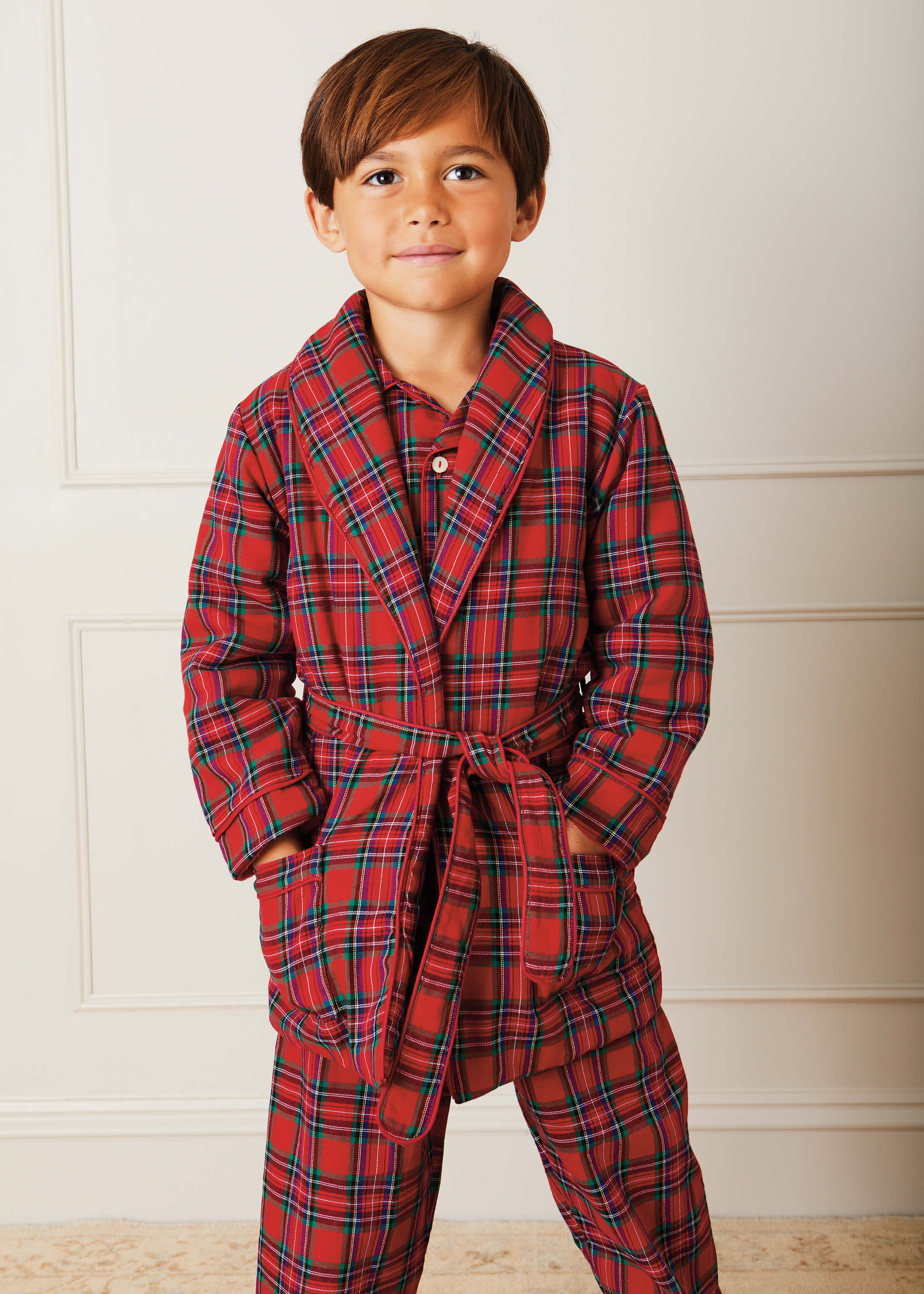 Belted Dressing Gown in Red Tartan (18mths-10yrs) Nightwear  from Pepa London