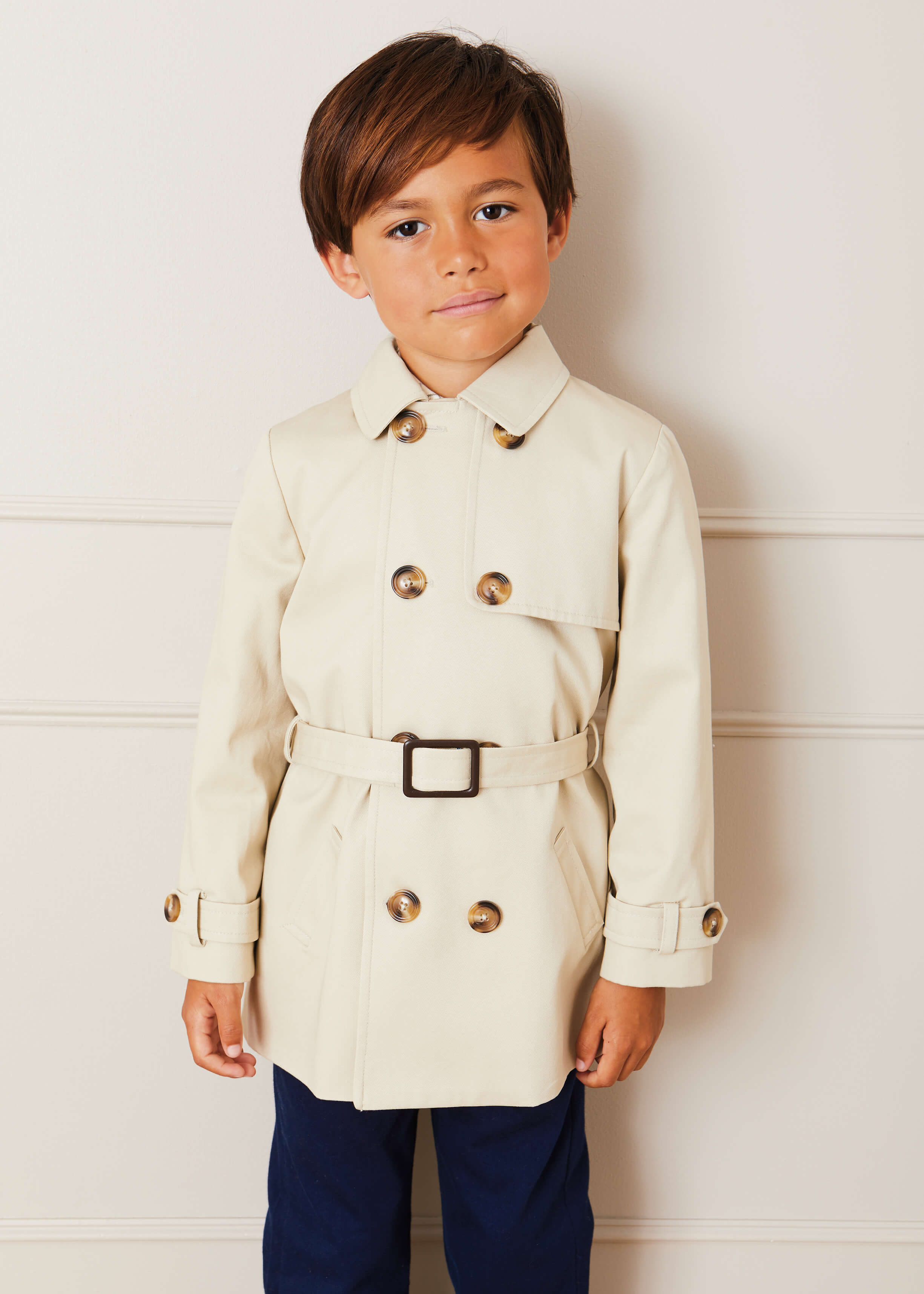 Check Lined Trench Coat In Beige (4-10yrs) COATS  from Pepa London