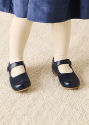Leather Mary Jane Baby Shoes in Navy (20-24EU)