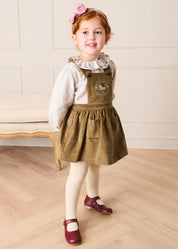 Ambrose Check Floral Embroidered Long Sleeve Blouse in Cream (4-10yrs) Blouses from Pepa London