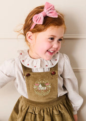 Ambrose Check Floral Embroidered Long Sleeve Blouse in Cream (4-10yrs) Blouses from Pepa London