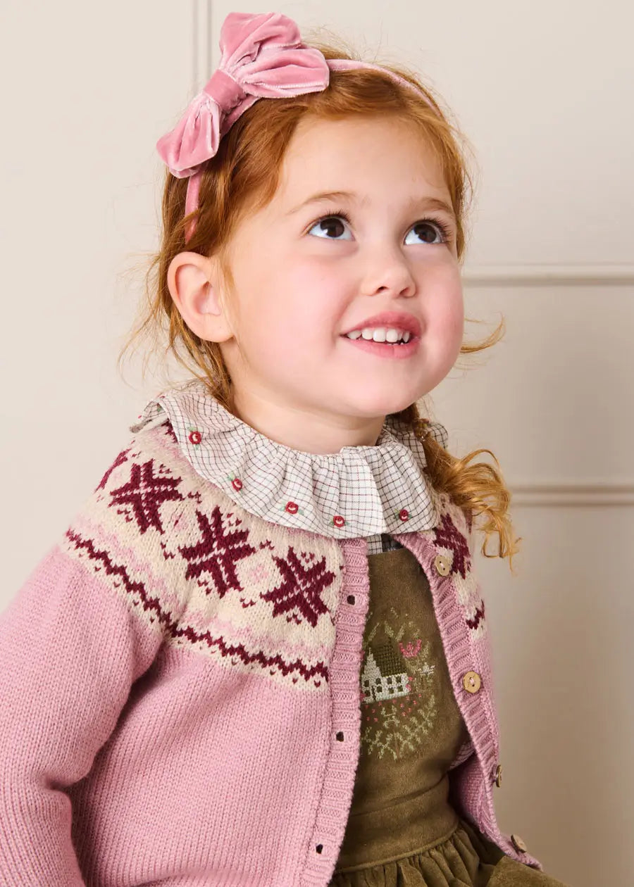 Ambrose Check Floral Embroidered Long Sleeve Blouse in Cream (4-10yrs) Blouses from Pepa London