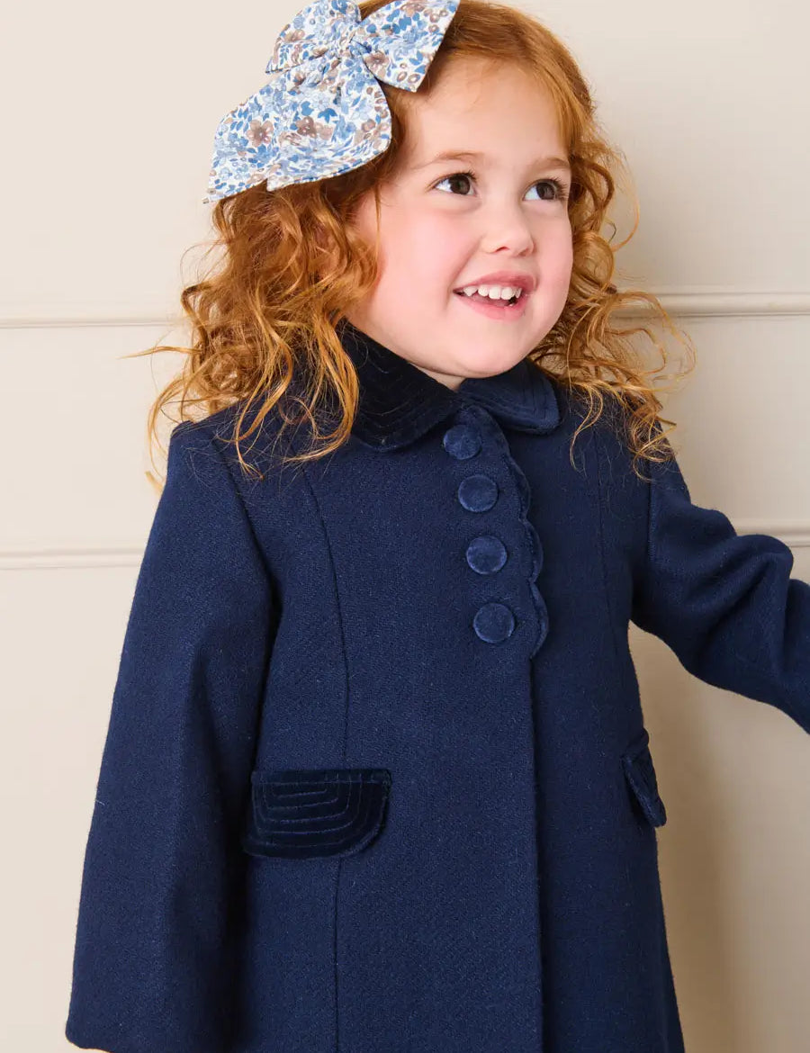 Beatrice Floral Long Bow Hair Clip in Blue (OS) Hair Accessories from Pepa London