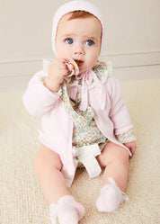 Openwork Detail Baby Cardigan in Pink (1-12mths) Knitwear from Pepa London