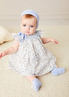 Ellis Sleeveless Dress with Bloomer and Bows in Blue Made with Liberty Fabric (1-12m) DRESSES from Pepa London