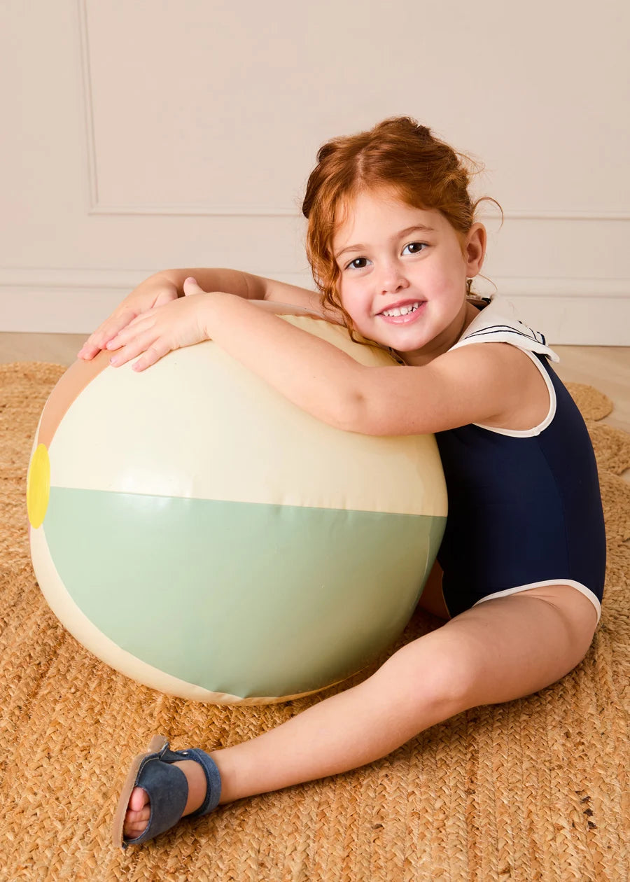 Mariner Collar Embroidered Boat Motif Swimsuit in Navy (12mths-10yrs) Swimwear from Pepa London