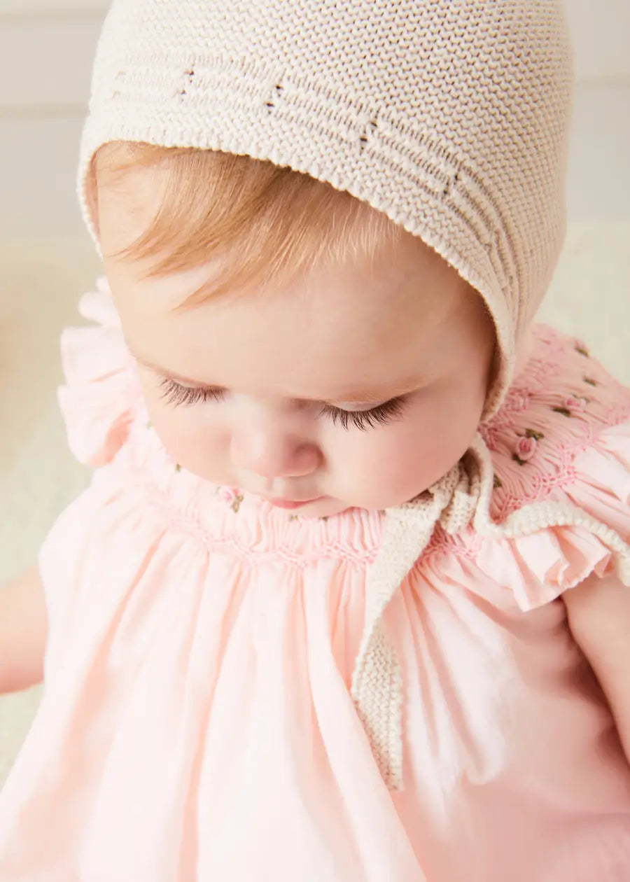 Hand Smocked Sleeveless Dress With Bloomers in Pink (1-12mths) DRESSES from Pepa London