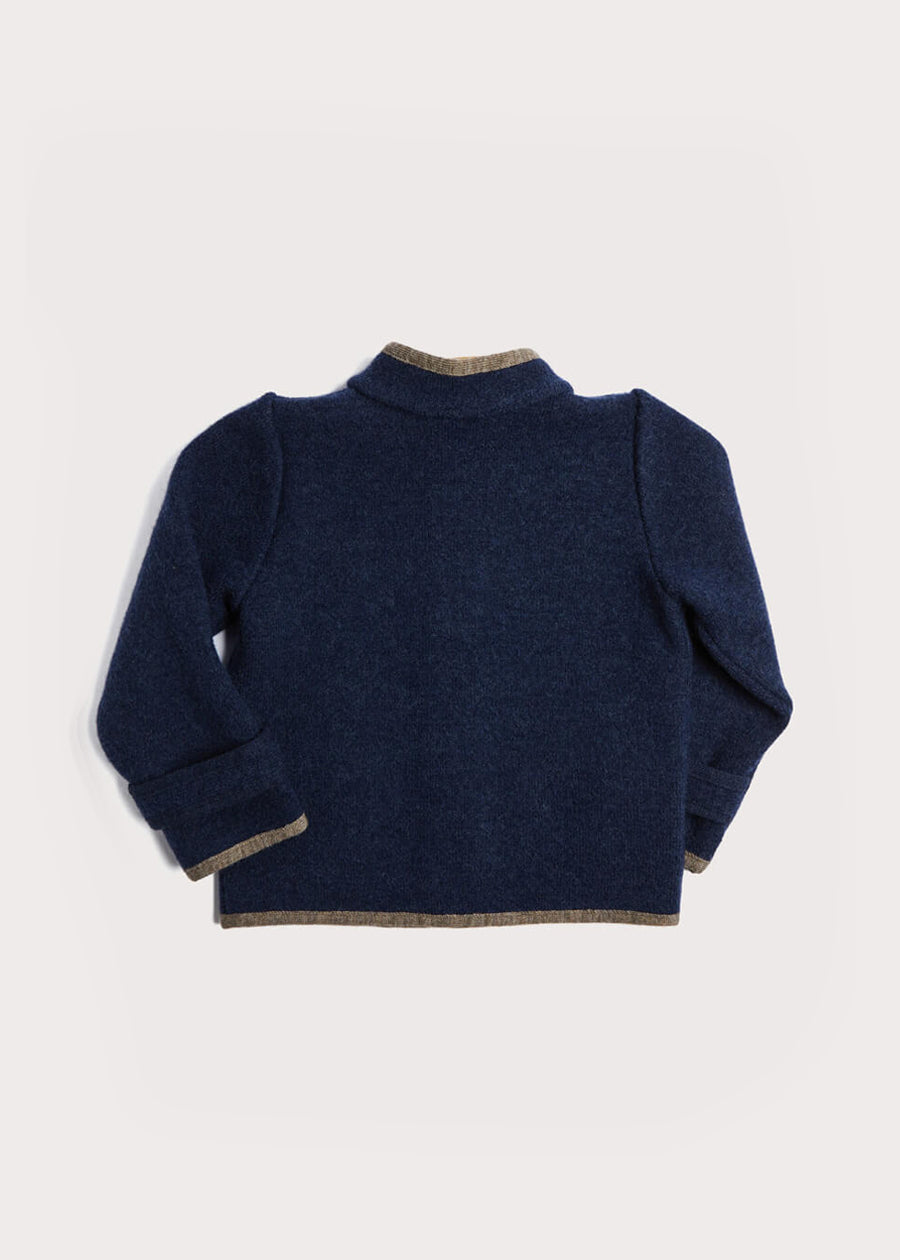 Austrian Single Breasted Contrast Trim Jacket in Blue (18mths-10yrs) Coats from Pepa London