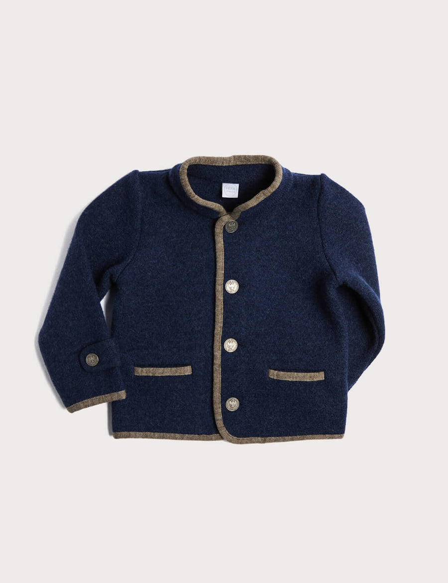 Austrian Single Breasted Contrast Trim Jacket in Blue (18mths-10yrs) Coats from Pepa London